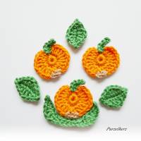 Gehäkelter Kürbis,Kürbisse,Apfel aus 3 Farbvariationen wählbar - Häkelapplikationen,Aufnäher,orange,aprikose,rot Bild 3