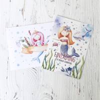 12 Einladungskarten zum Kindergeburtstag mit Glitzerlack - Motiv: Meerjungfrau Bild 5