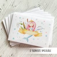 12 Einladungskarten zum Kindergeburtstag mit Glitzerlack - Motiv: Meerjungfrau Bild 6