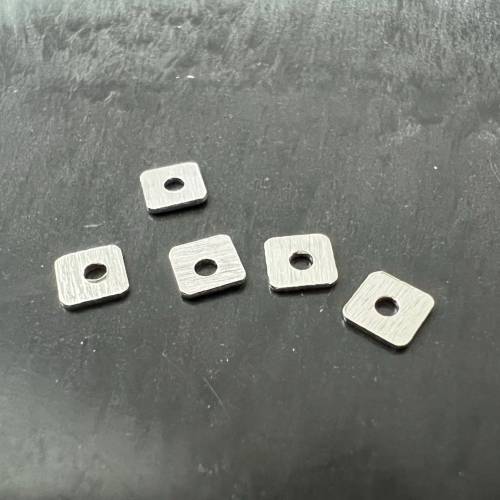 5 x quadratische Scheiben 925-Silber, gebürstet, 4 mm - D54