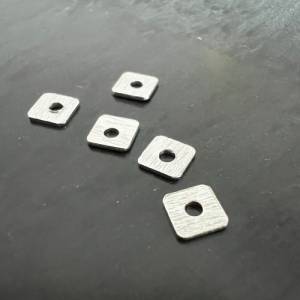 5 x quadratische Scheiben 925-Silber, gebürstet, 4 mm - D54 Bild 3