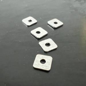 5 x quadratische Scheiben 925-Silber, gebürstet, 4 mm - D54 Bild 4