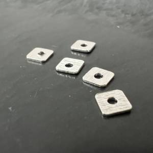 5 x quadratische Scheiben 925-Silber, gebürstet, 4 mm - D54 Bild 5
