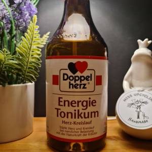 Doppelherz -  Energie Tonikum - Flaschenlampe, Bottle Lamp - Handmade UNIKAT Upcycling Bild 2