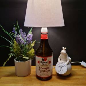 Doppelherz -  Energie Tonikum - Flaschenlampe, Bottle Lamp - Handmade UNIKAT Upcycling Bild 3
