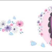 ECO Kinderbordüre: Mädchen Dinos mit Blumen - rosa lila - nach Aquarellart -  20 cm Höhe Bild 4