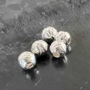 Strukturierte Kugel / Perle aus 925-Silber, 6 mm - D59 Bild 1