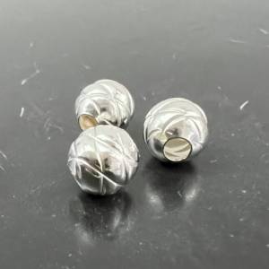 Strukturierte Kugel / Perle aus 925-Silber, 6 mm - D59 Bild 5