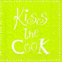 Lunchservietten Kiss the Cook, Text Weiß auf Limone, von Artebene Bild 1