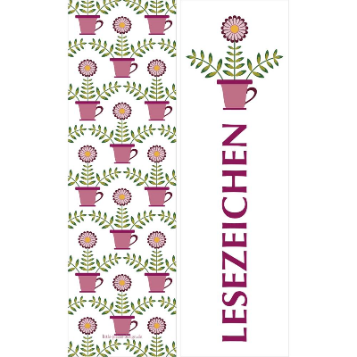 10 Lesezeichen Blumen in der Tasse, florales Buchzeichen im Landhausstil