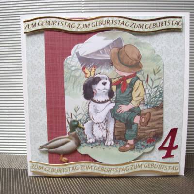 Geburtstagskarte zum 4. Geburtstgag für ein Kind ,verspielt