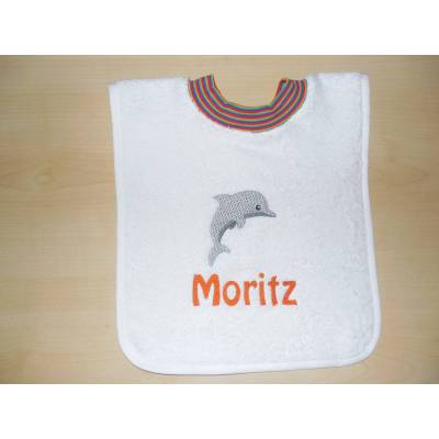 Handtuch Lätzchen Schlupflatz mit Namen und Stickbild Sabberlatz