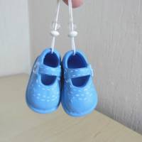 Keramik Baby Schuhe mit Schnur, Taufe in Rosa oder Blau , 53 mm zum Basteln - Entwerfe dein Geschenk selbst Bild 2