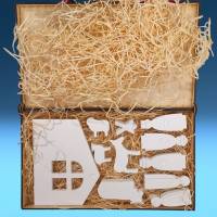 11-teilige Krippe zur Advents -und Weihnachtszeit, gegossen aus Keraflott, verpackt in einer Holzbox Bild 3