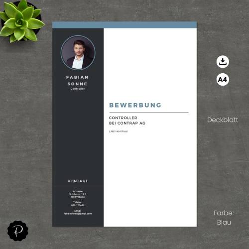Bewerbungsvorlage deutsch, Lebenslauf Vorlage für Word, Moderner Lebenslauf, Anschreiben, Deckblatt, Motivationsschreibe