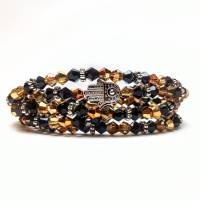 Feines Wickelarmband aus Glasperlen Yogakette UNIKAT Armband zum Wickeln gold schwarz Glas Perlen Perlenschmuck Bild 3