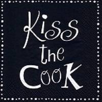 Lunchservietten Kiss the Cook, Text Weiß auf Schwarz, von Artebene Bild 1