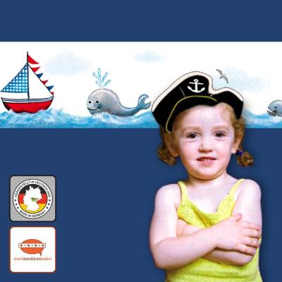 Kinderbordüre: Wale - Leuchtturm - Segelboot | optional selbstklebend - 20 cm Höhe