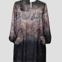 Damen Tunika Kleid Batik Muster Braun/Hellbraun Bild 1