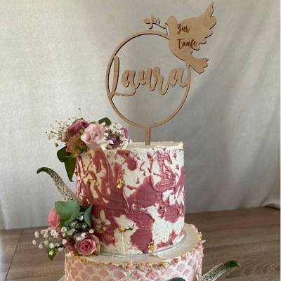 Caketopper zur Taufe personalisiert und graviert, baptism Caketopper