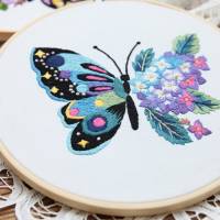 Stickset Anfänger Erwachsene mit vorgedrucktem Motiv, Stickerei Schmetterling, DIY Set zum Sticken Bild 4
