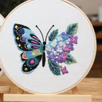 Stickset Anfänger Erwachsene mit vorgedrucktem Motiv, Stickerei Schmetterling, DIY Set zum Sticken Bild 5