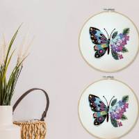 Stickset Anfänger Erwachsene mit vorgedrucktem Motiv, Stickerei Schmetterling, DIY Set zum Sticken Bild 6