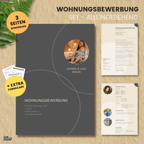Wohnungsbewerbung - Wohnung Bewerbung - Bewerbungsvorlage Wohnung Alleinerziehend + Formulare - Word + Pages Nr.3