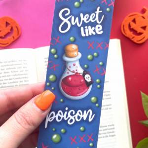 Halloween Sweet like poison Lesezeichen, laminiertes Lesezeichen aus Papier, handgemachtes Lesezeichen mit Giftflasche, Bild 2