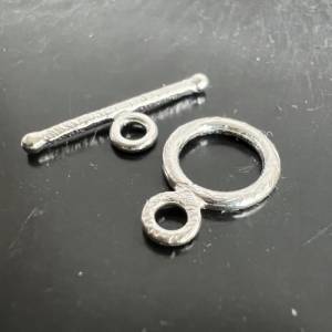 Knebel Verschluss / Ring-Stab Verschluss aus 925er Silber gebürstet, 12 mm - C2 Bild 1