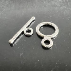 Knebel Verschluss / Ring-Stab Verschluss aus 925er Silber gebürstet, 12 mm - C2 Bild 2