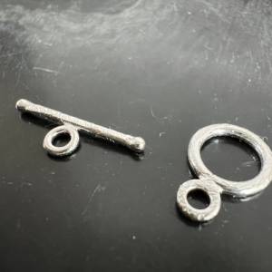 Knebel Verschluss / Ring-Stab Verschluss aus 925er Silber gebürstet, 12 mm - C2 Bild 3