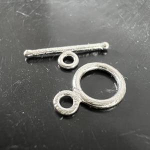 Knebel Verschluss / Ring-Stab Verschluss aus 925er Silber gebürstet, 12 mm - C2 Bild 4