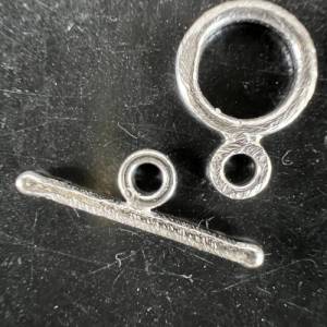Knebel Verschluss / Ring-Stab Verschluss aus 925er Silber gebürstet, 12 mm - C2 Bild 5