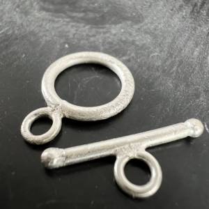Knebel Verschluss / Ring-Stab Verschluss aus 925er Silber gebürstet, 12 mm - C2 Bild 7