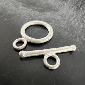 Knebel Verschluss / Ring-Stab Verschluss aus 925er Silber gebürstet, 12 mm - C2 Bild 8