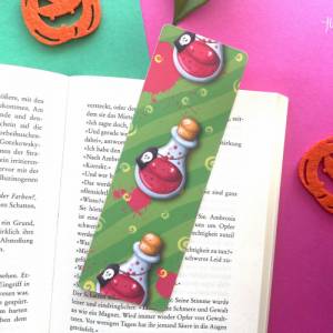 Halloween Poison Gift-Fläschchen Lesezeichen, laminiertes Lesezeichen aus Papier, handgemachtes Lesezeichen mit Giftflas Bild 1