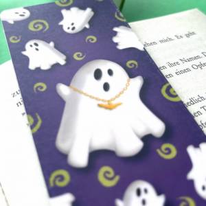 Halloween Geister Lesezeichen, laminiertes Lesezeichen aus Papier, handgemachtes Lesezeichen mit coolen Halloween-Geiste Bild 5