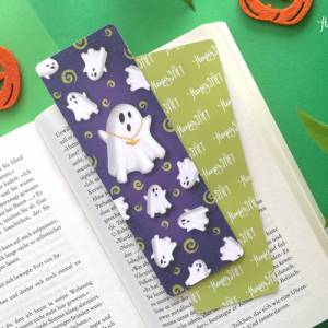 Halloween Geister Lesezeichen, laminiertes Lesezeichen aus Papier, handgemachtes Lesezeichen mit coolen Halloween-Geiste Bild 9