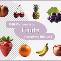 Obst & Früchte PNG Stockphoto Bundle - 8 Fotorealistische Bilder, Transparenter Hintergrund - Kommerziell Nutzbar Bild 1