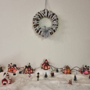 Türkranz aus Reisig für Weihnachten und Advent in Silber, 25 cm Durchmesser Bild 2