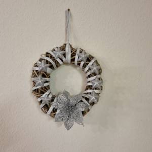 Türkranz aus Reisig für Weihnachten und Advent in Silber, 25 cm Durchmesser Bild 3