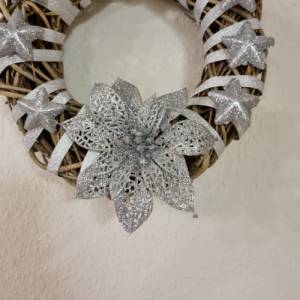 Türkranz aus Reisig für Weihnachten und Advent in Silber, 25 cm Durchmesser Bild 5