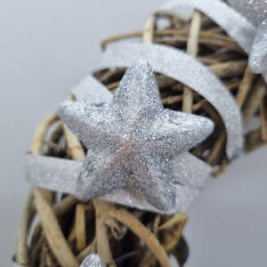 Türkranz aus Reisig für Weihnachten und Advent in Silber, 25 cm Durchmesser Bild 7