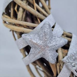Türkranz aus Reisig für Weihnachten und Advent in Silber, 25 cm Durchmesser Bild 8