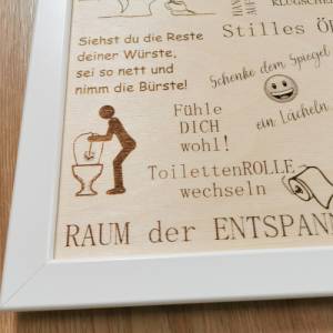 Holzbild fürs Gäste WC | Regeln fürs Badezimmer | Toilettenregeln als Deko fürs Bad | Einzugsgeschenk Bild 7