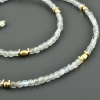 Zierliche Labradoritkette mit kleinen Würfeln und vergoldetem 925er Silber minimalistische Halskette Edelsteine zart ede Bild 1