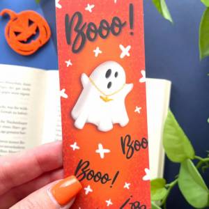 Halloween Geist Lesezeichen, laminiertes Lesezeichen aus Papier, handgemachtes Lesezeichen mit coolem Halloween-Geist, m Bild 2