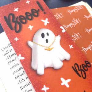 Halloween Geist Lesezeichen, laminiertes Lesezeichen aus Papier, handgemachtes Lesezeichen mit coolem Halloween-Geist, m Bild 3