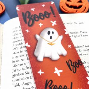 Halloween Geist Lesezeichen, laminiertes Lesezeichen aus Papier, handgemachtes Lesezeichen mit coolem Halloween-Geist, m Bild 6